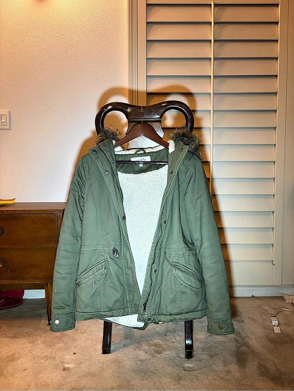 Sehby Olive Hooded Puffer Jacket